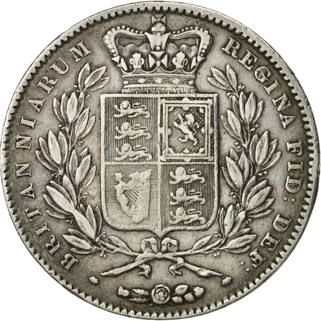 Coin, Great Britain, Victoria, Crown, 1844, London, VF(30-35), Silver, KM:741