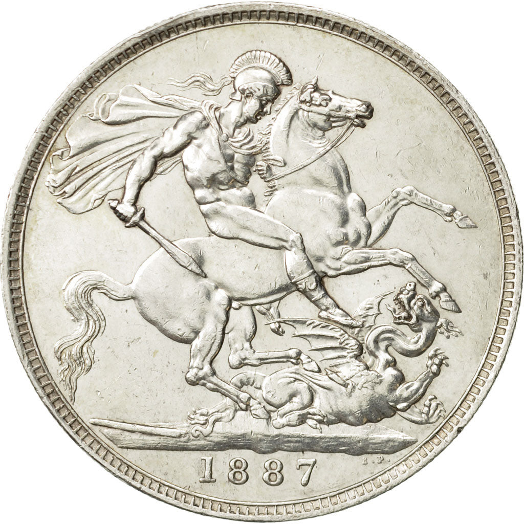 Great Britain, Victoria, Crown, 1887, AU(55-58), Silver, KM:765