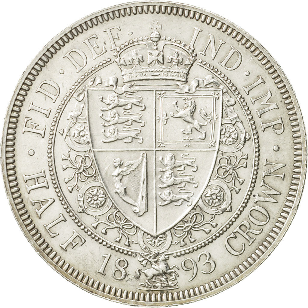 Great Britain, Victoria, 1/2 Crown, 1893, MS(60-62), Silver, KM:782