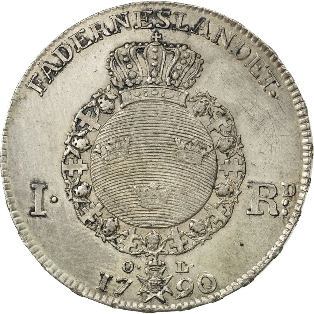 Coin, Sweden, Gustaf III, Riksdaler, 1790, AU(55-58), Silver, KM:527
