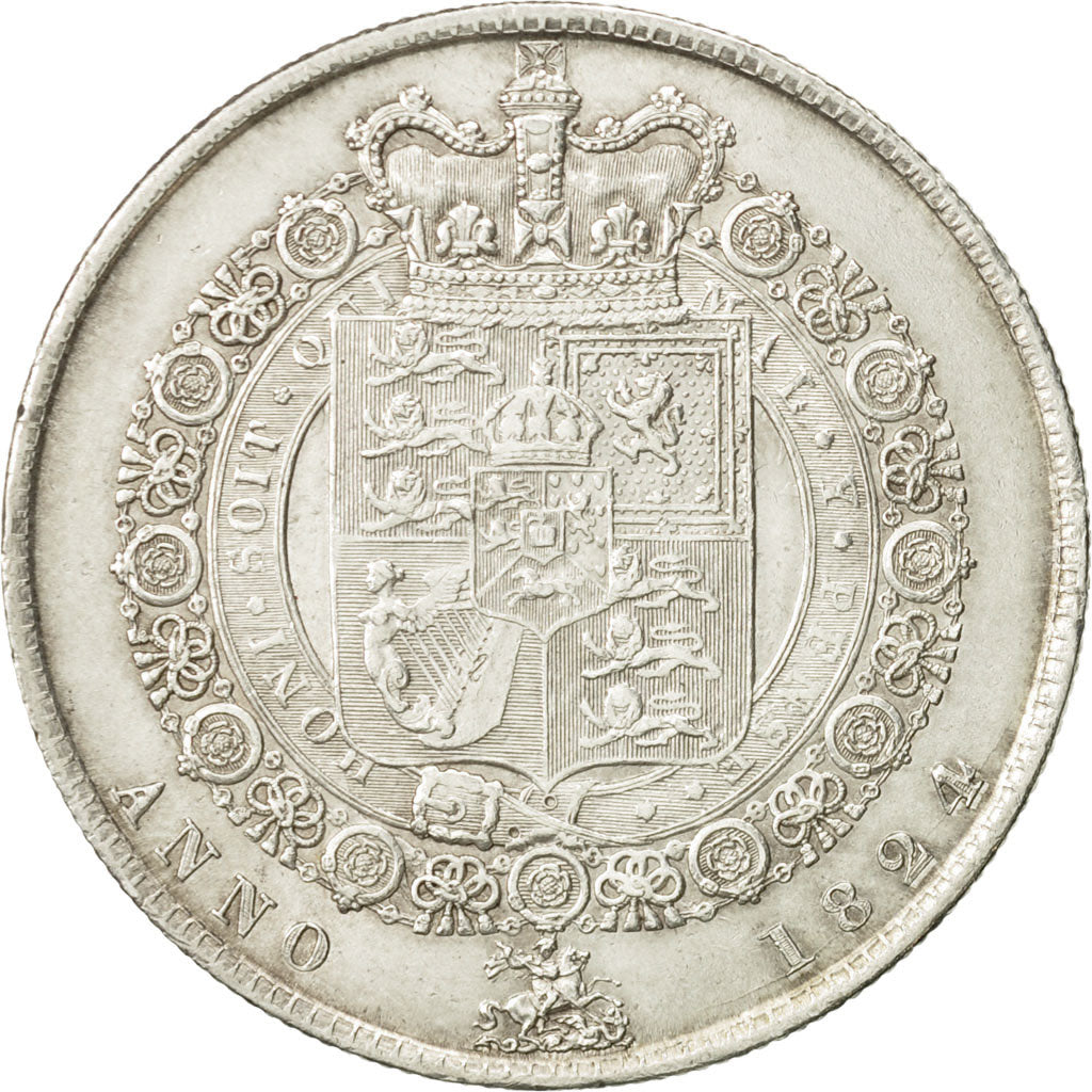 Coin, Great Britain, George IV, 1/2 Crown, 1824, MS(63), Silver, KM:688