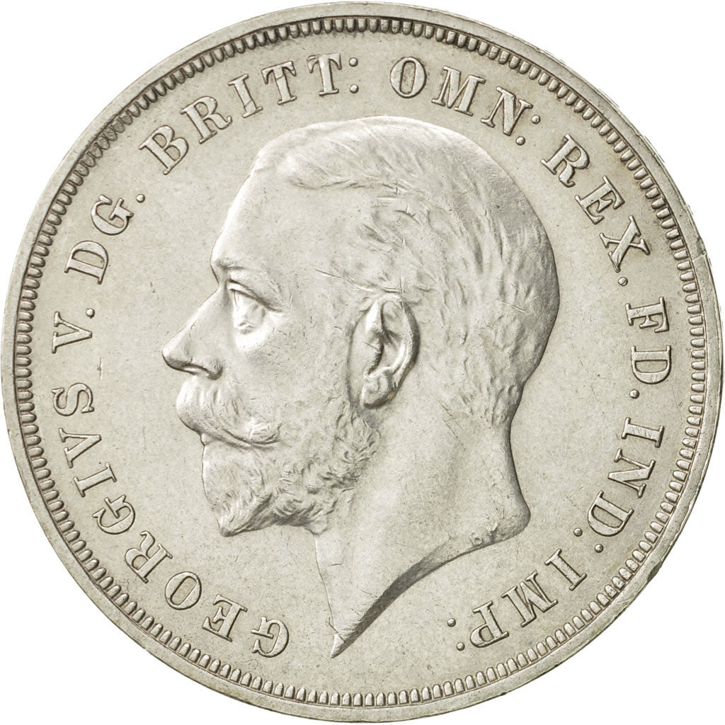 Great Britain, George V, Crown, 1935, AU(55-58), Silver, KM:842