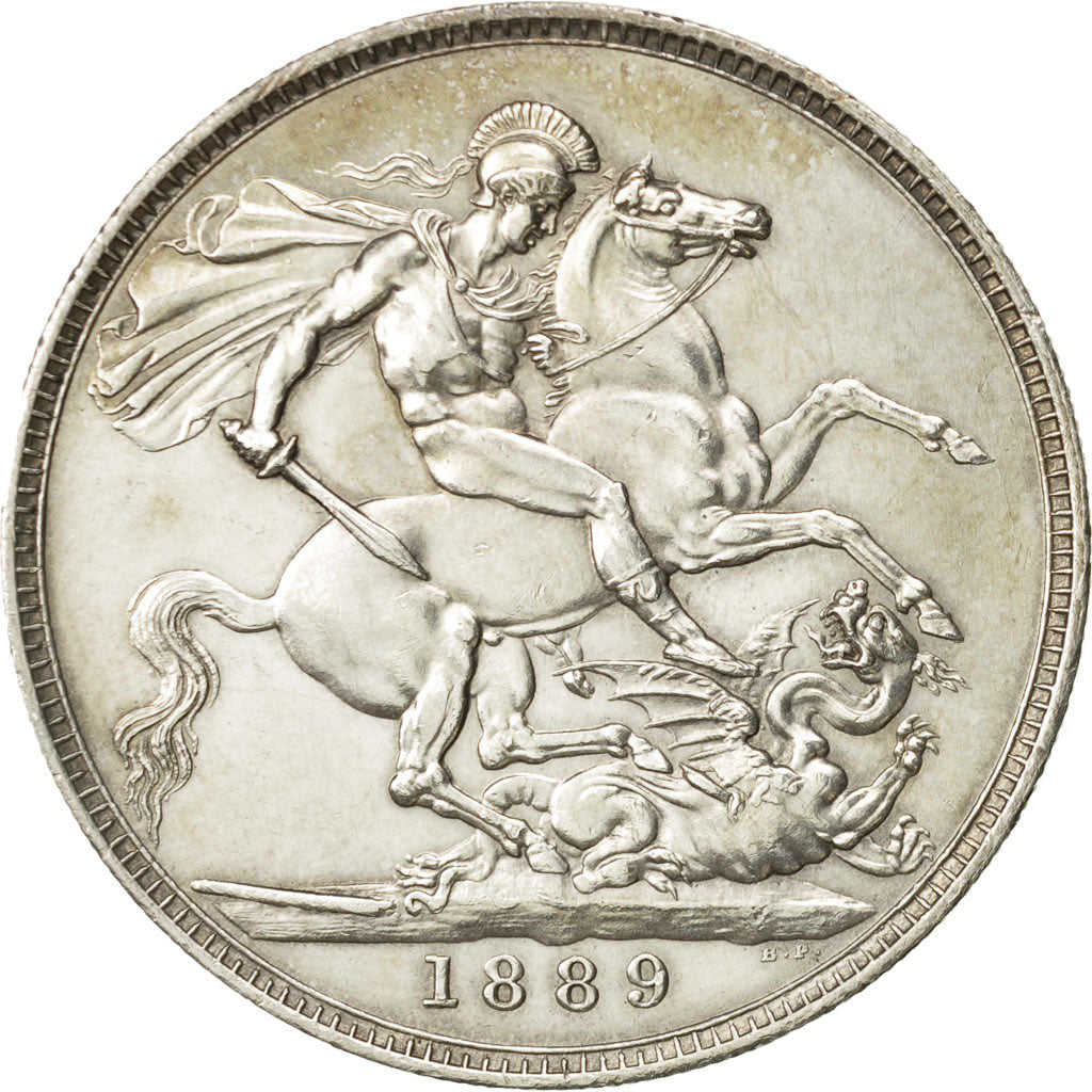 Coin, Great Britain, Victoria, Crown, 1889, MS(60-62), Silver, KM:765