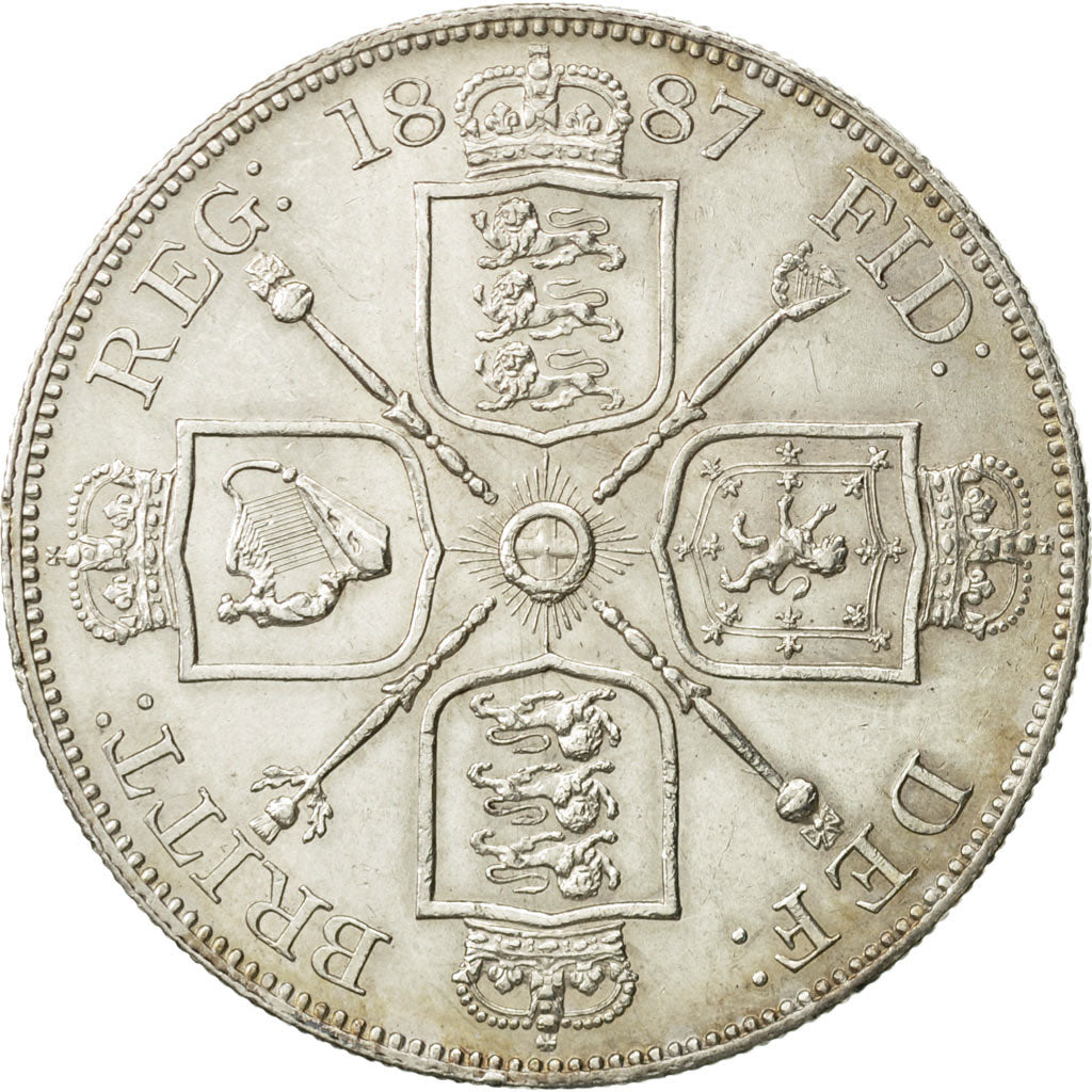 Coin, Great Britain, Victoria, Double Florin, 1887, MS(60-62), Silver, KM:763