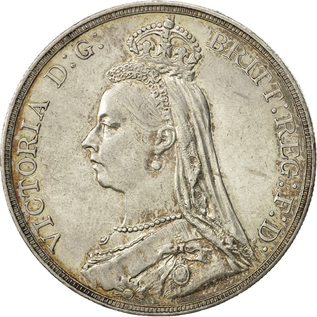 Coin, Great Britain, Victoria, Crown, 1890, AU(50-53), Silver, KM:765
