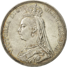 Coin, Great Britain, Victoria, Crown, 1890, AU(50-53), Silver, KM:765