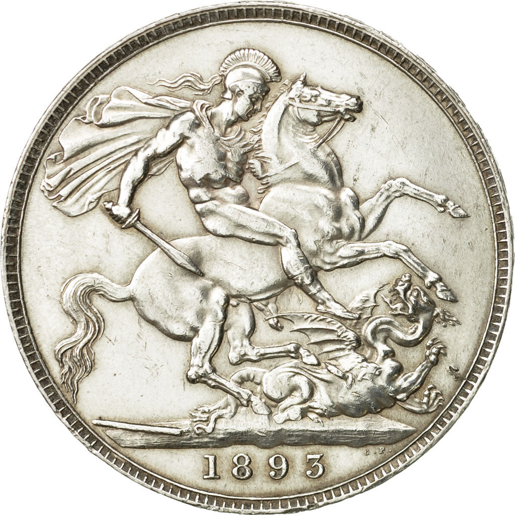 Coin, Great Britain, Victoria, Crown, 1893, AU(55-58), Silver, KM:783