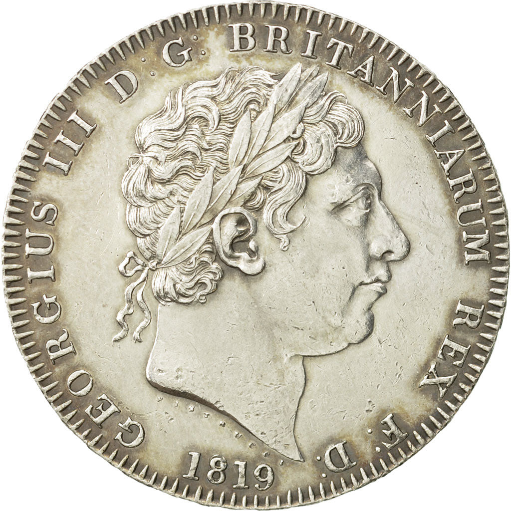 Great Britain, George III, Crown, 1819, London, AU(55-58), Silver, KM:675