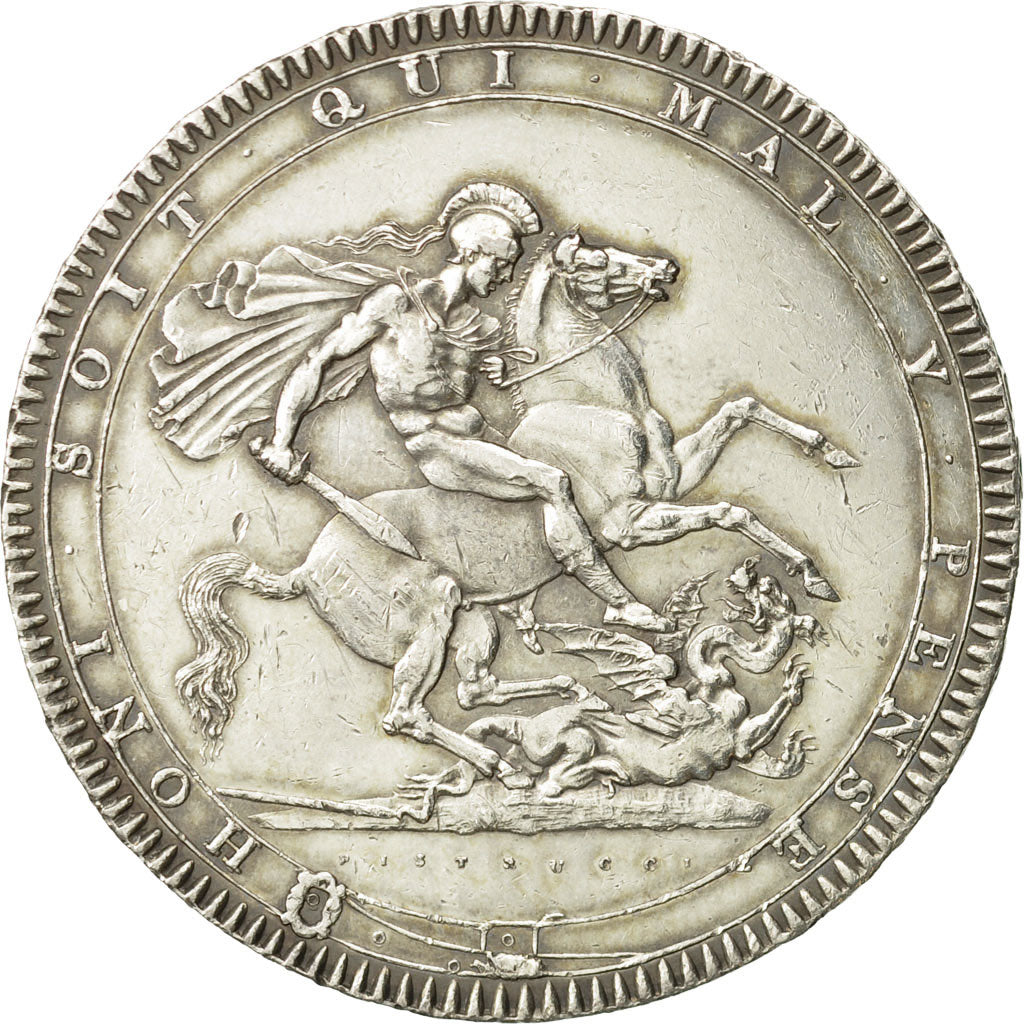 Great Britain, George III, Crown, 1819, London, AU(55-58), Silver, KM:675