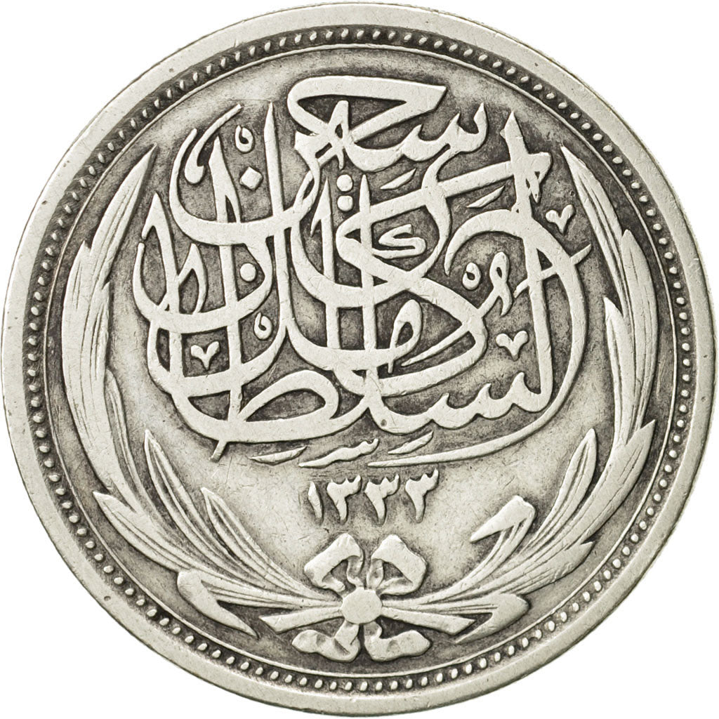Coin, Egypt, Hussein Kamil, 10 Piastres, 1917, EF(40-45), Silver, KM:319