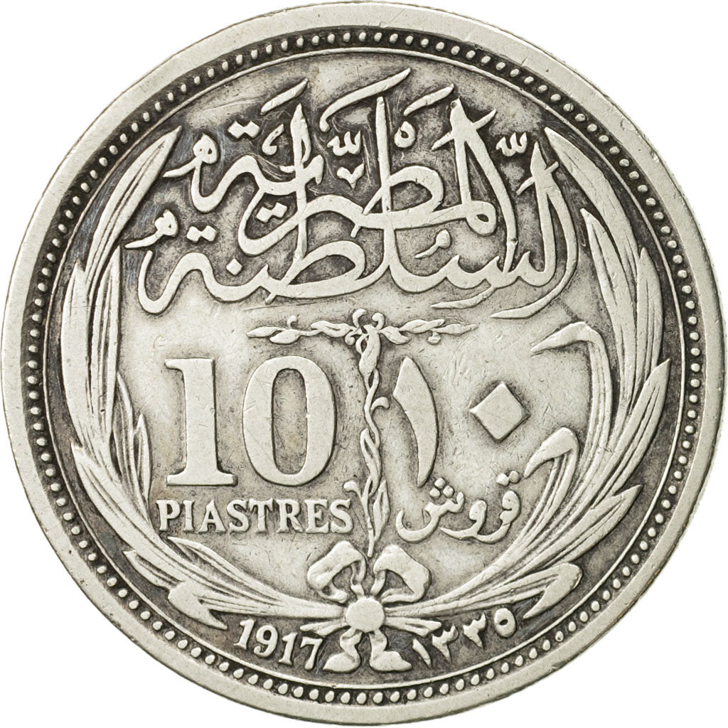Coin, Egypt, Hussein Kamil, 10 Piastres, 1917, EF(40-45), Silver, KM:319