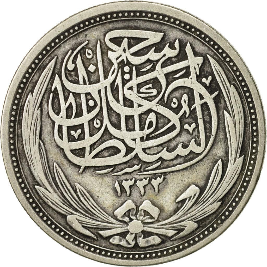 Egypt, Hussein Kamil, 10 Piastres, 1916, EF(40-45), Silver, KM:319
