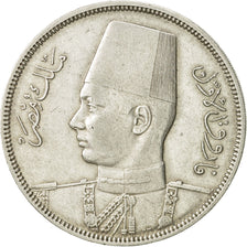 Egypt, Farouk, 10 Piastres, 1937, British Royal Mint, EF(40-45), Silver, KM:367
