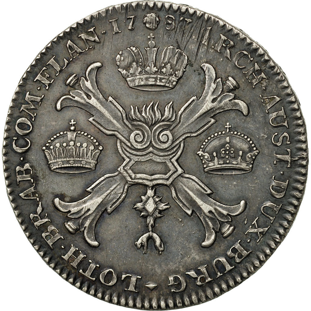 AUSTRIAN NETHERLANDS, Joseph II, Kronenthaler, 1787, AU(50-53), Silver, KM:32