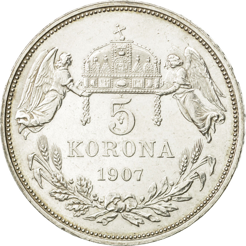 Moneta, Ungheria, Franz Joseph I, 5 Korona, 1907, Kormoczbanya, SPL-, Argento