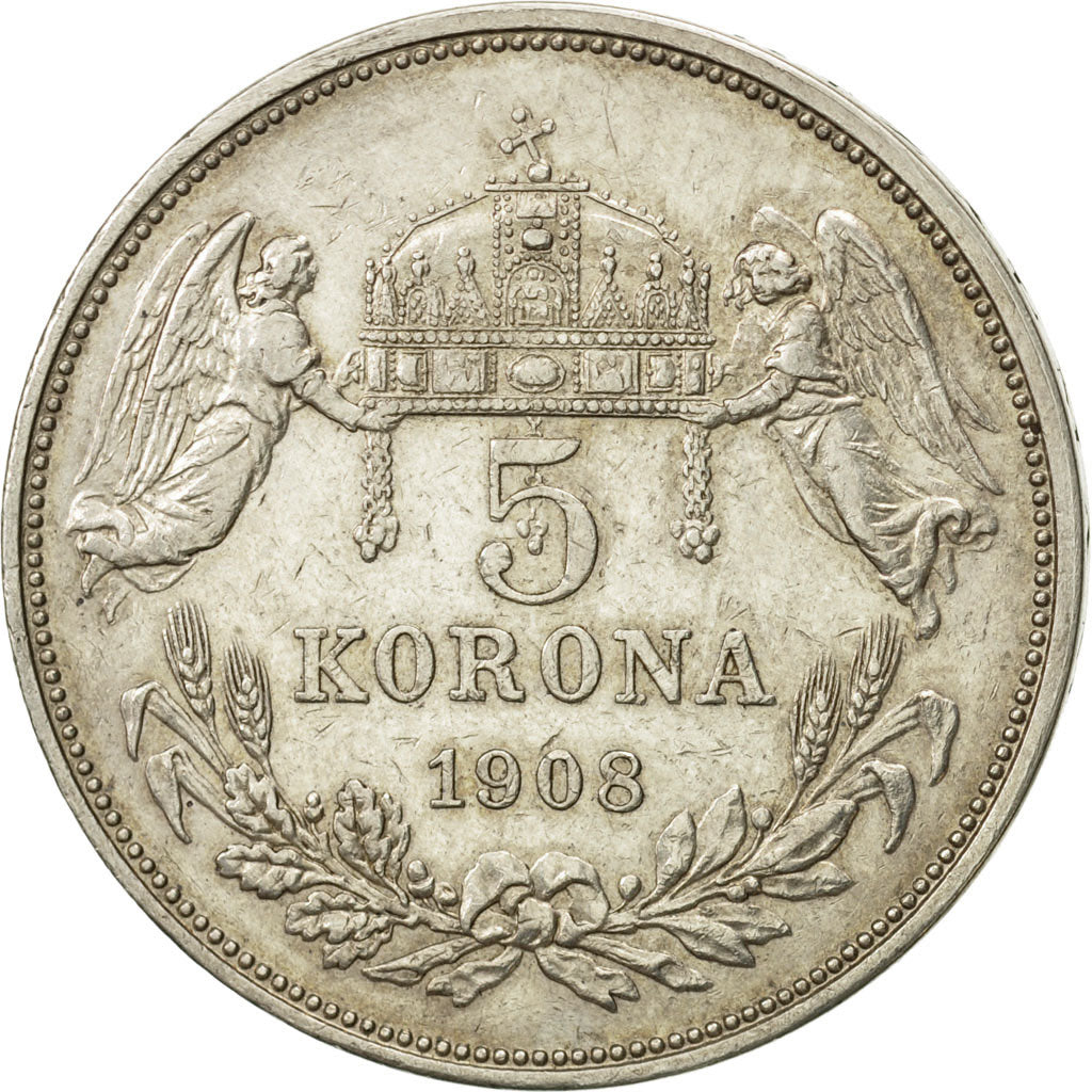 Hungary, Franz Joseph I, 5 Korona, 1908, Kormoczbanya, EF(40-45), Silver, KM:488