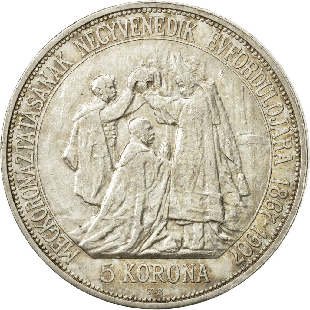 Moneta, Ungheria, Franz Joseph I, 5 Korona, 1907, BB+, Argento, KM:489