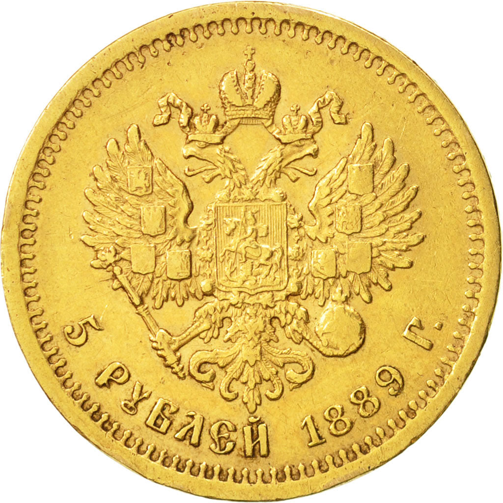 Monnaie, Russie, Alexander III, 5 Roubles, 1889, St. Petersburg, TTB, Or, KM:42