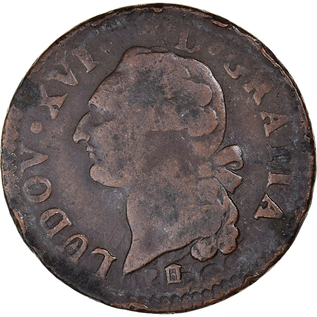 Coin, France, Louis XVI, Sol ou sou, Sol, 1788, Bordeaux, VF(20-25), Copper