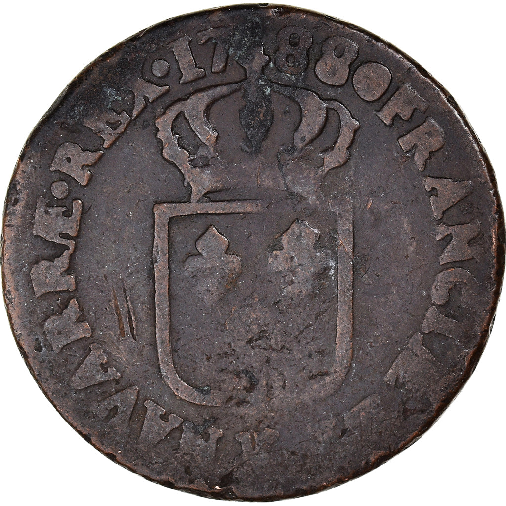 Coin, France, Louis XVI, Sol ou sou, Sol, 1788, Bordeaux, VF(20-25), Copper