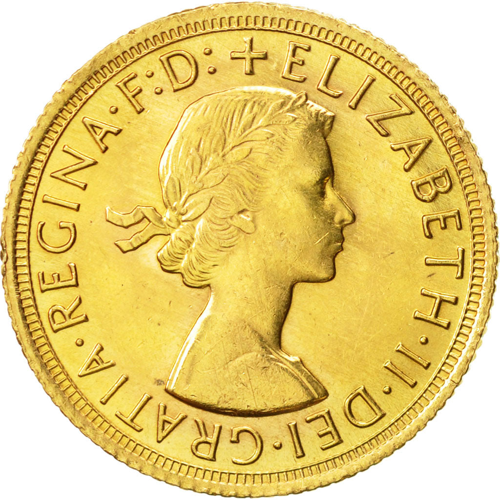 Great Britain, Elizabeth II, Sovereign, 1966, MS(63), Gold, KM:908