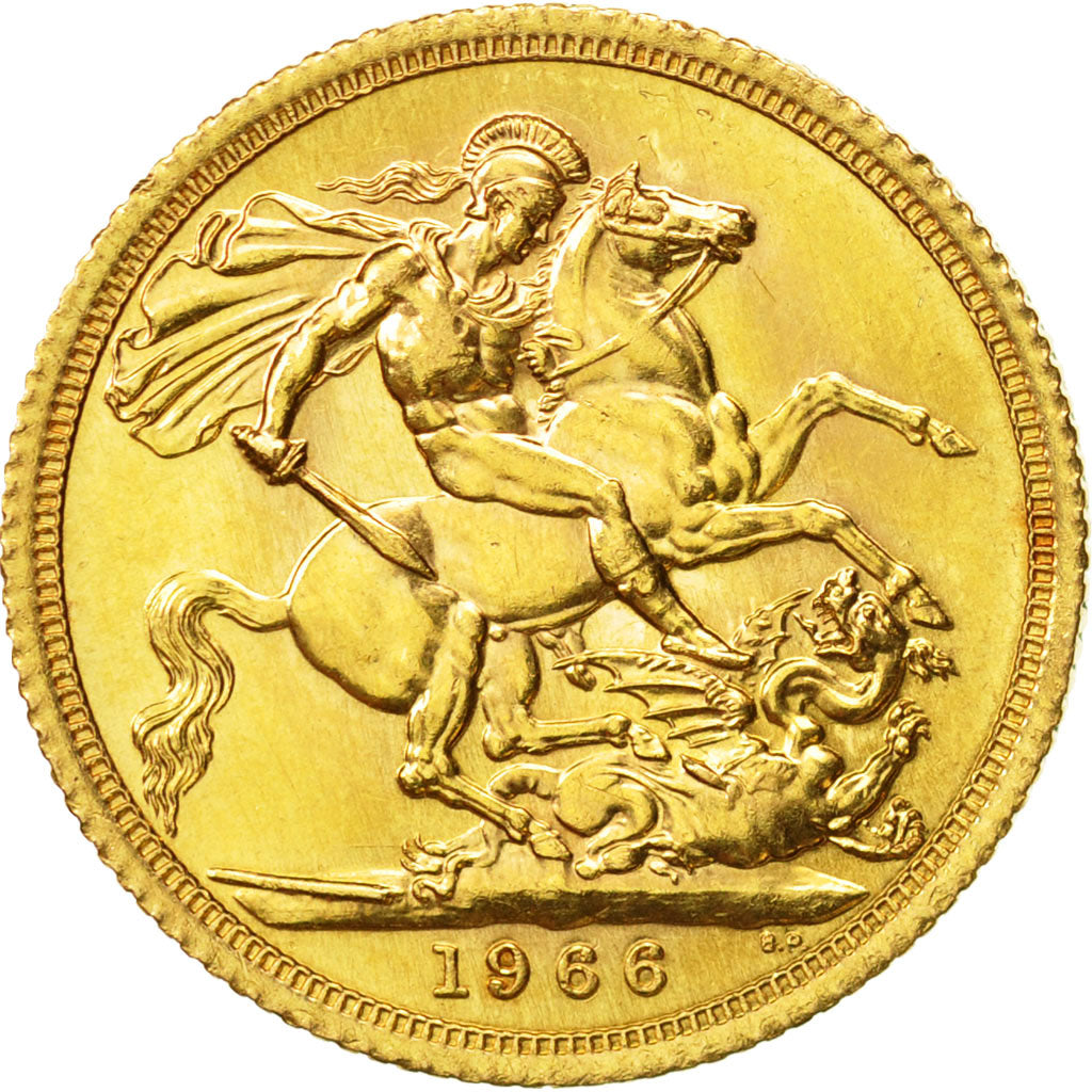 Great Britain, Elizabeth II, Sovereign, 1966, MS(63), Gold, KM:908