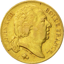 Moneda, Francia, Louis XVIII, Louis XVIII, 20 Francs, 1817, Paris, MBC, Oro