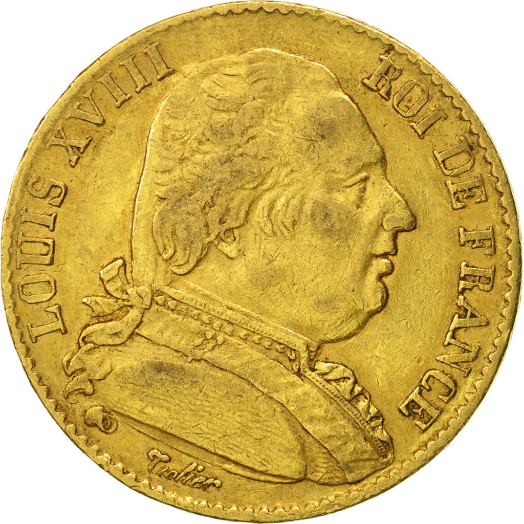 Coin, France, Louis XVIII, Louis XVIII, 20 Francs, 1815, Paris, EF(40-45), Gold