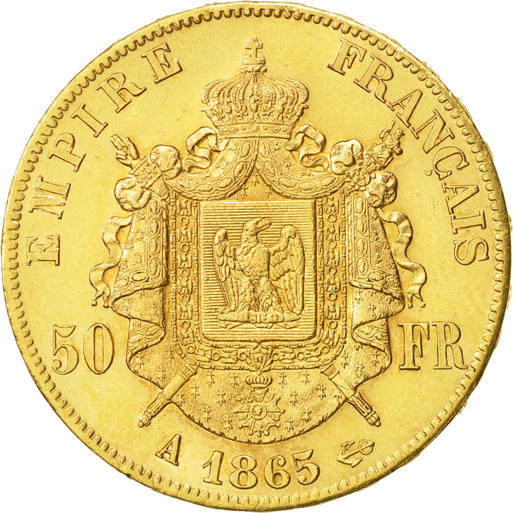 Coin, France, Napoleon III, Napoléon III, 50 Francs, 1865, Paris, MS(60-62)