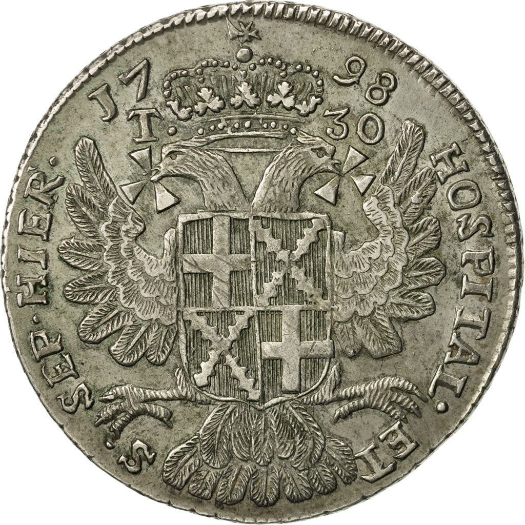 MALTA, ORDINE DI, Ferdinand Hompesch, Xxx (30) Tari, 1798, BB, Argento, KM:345.3