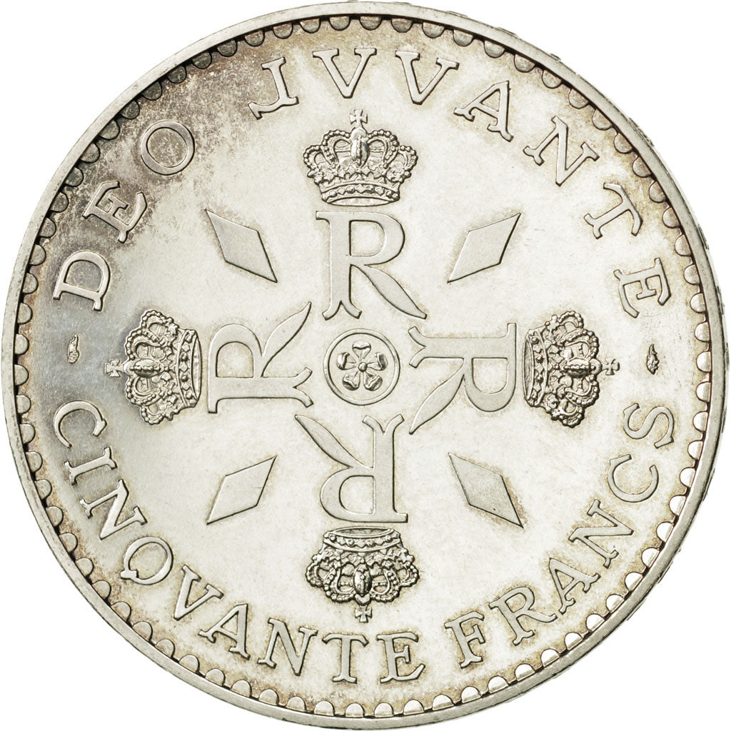 Monaco, 50 Francs, 1974, ESSAI, MS(63), Silver, KM:E66, Gadoury:MC162