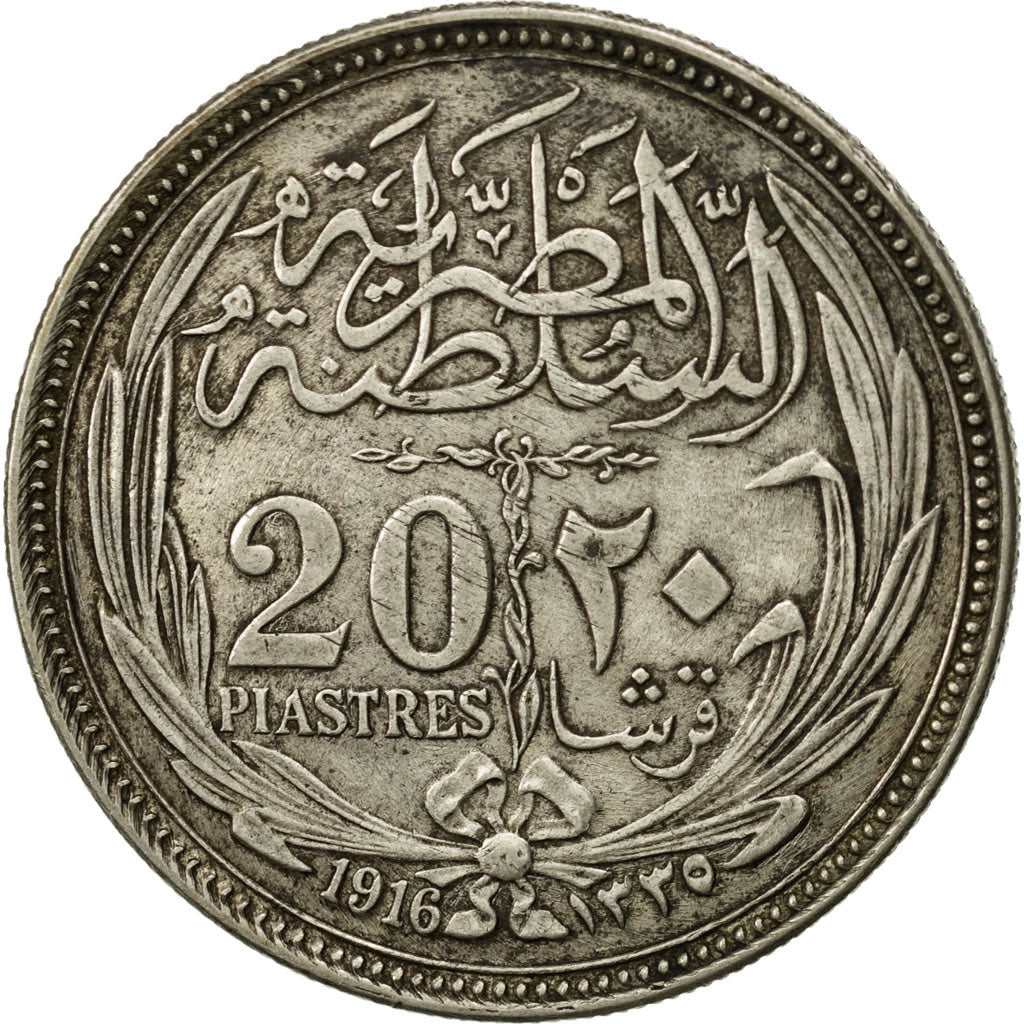 Coin, Egypt, Hussein Kamil, 20 Piastres, 1916, EF(40-45), Silver, KM:321