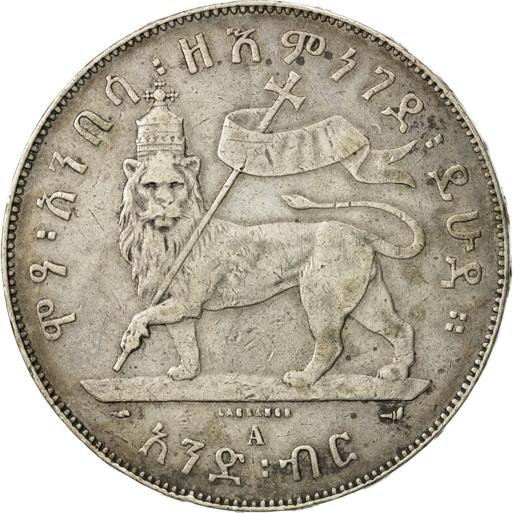 Ethiopia, Menelik II, Birr, 1889 (1897), Paris, EF(40-45), Silver, KM:5