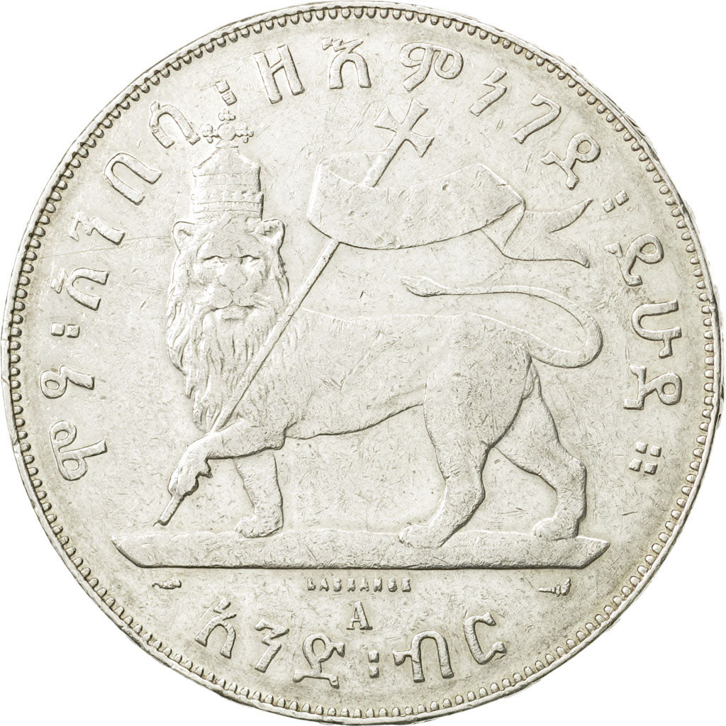 Ethiopia, Menelik II, Birr, 1889 (1897), Paris, AU(50-53), Silver, KM:5