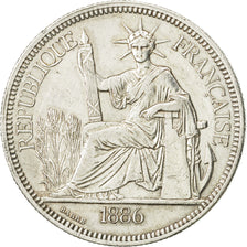 FRENCH INDO-CHINA, Piastre, 1886, Paris, EF(40-45), Silver, KM:5