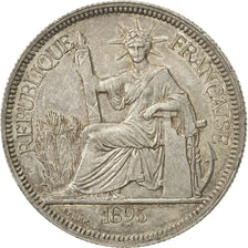 FRENCH INDO-CHINA, Piastre, 1895, Paris, AU(55-58), Silver, KM:5