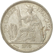 FRENCH INDO-CHINA, Piastre, 1895, Paris, AU(50-53), Silver, KM:5a.1