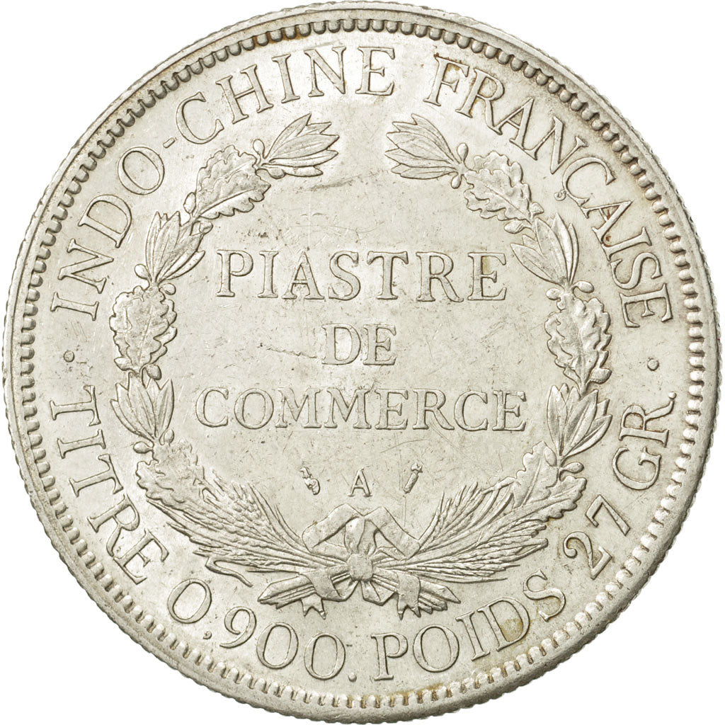 FRENCH INDO-CHINA, Piastre, 1895, Paris, AU(50-53), Silver, KM:5a.1