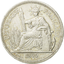 FRENCH INDO-CHINA, Piastre, 1896, Paris, EF(40-45), Silver, KM:5a.1