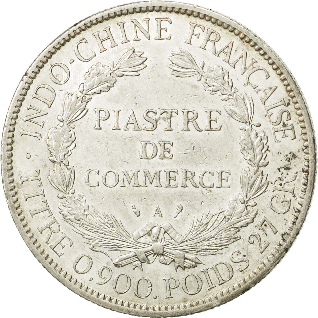 FRENCH INDO-CHINA, Piastre, 1901, Paris, AU(50-53), Silver, KM:5a.1