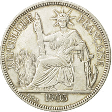 FRENCH INDO-CHINA, Piastre, 1905, Paris, EF(40-45), Silver, KM:5a.1