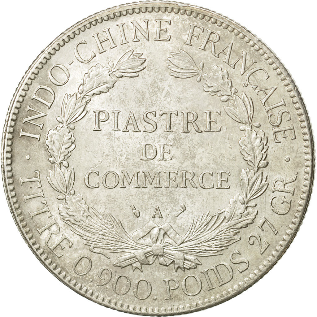 FRENCH INDO-CHINA, Piastre, 1909, Paris, MS(60-62), Silver, KM:5a.1