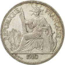 FRENCH INDO-CHINA, Piastre, 1910, Paris, EF(40-45), Silver, KM:5a.1