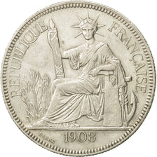 FRENCH INDO-CHINA, Piastre, 1908, Paris, EF(40-45), Silver, KM:5a.1