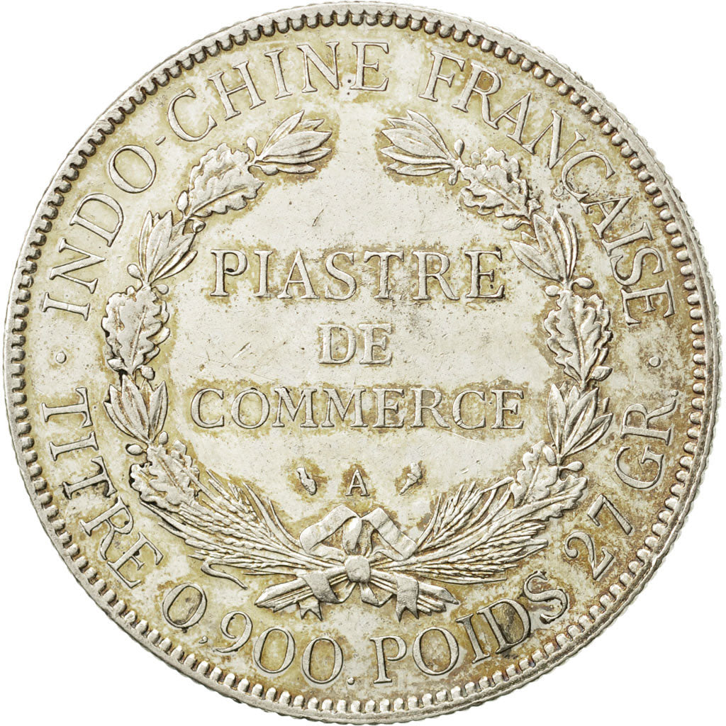 FRENCH INDO-CHINA, Piastre, 1928, Paris, SS+, Silber, KM:5a.1