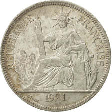 FRENCH INDO-CHINA, Piastre, 1921, Heaton, Birmingham, EF(40-45), Silver, KM:5a.3