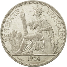 Münze, FRENCH INDO-CHINA, Piastre, 1924, Paris, SS+, Silber, KM:5a.1