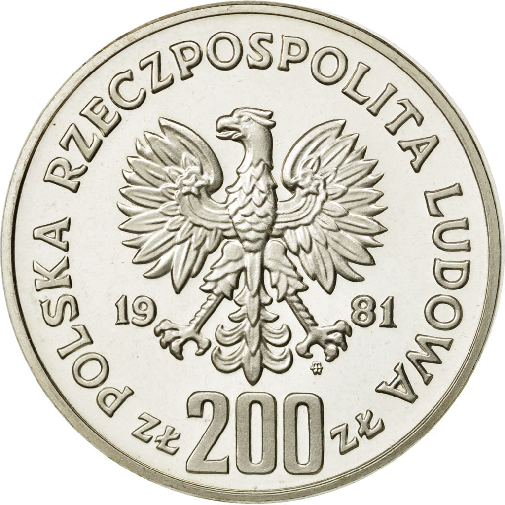 Moneda, Polonia, 200 Zlotych, 1981, Warsaw, EBC+, Plata, KM:125