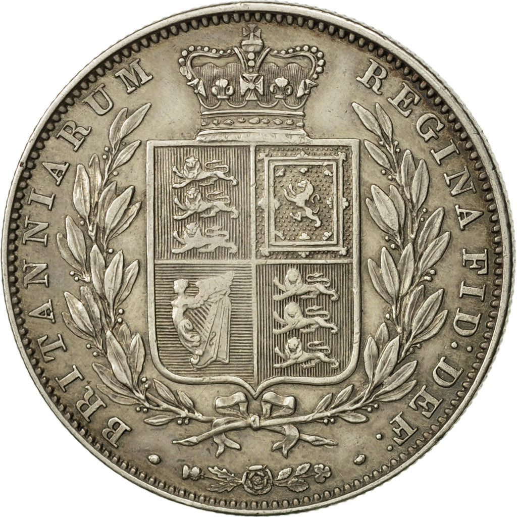 Great Britain, Victoria, 1/2 Crown, 1842, London, AU(50-53), Silver, KM:740