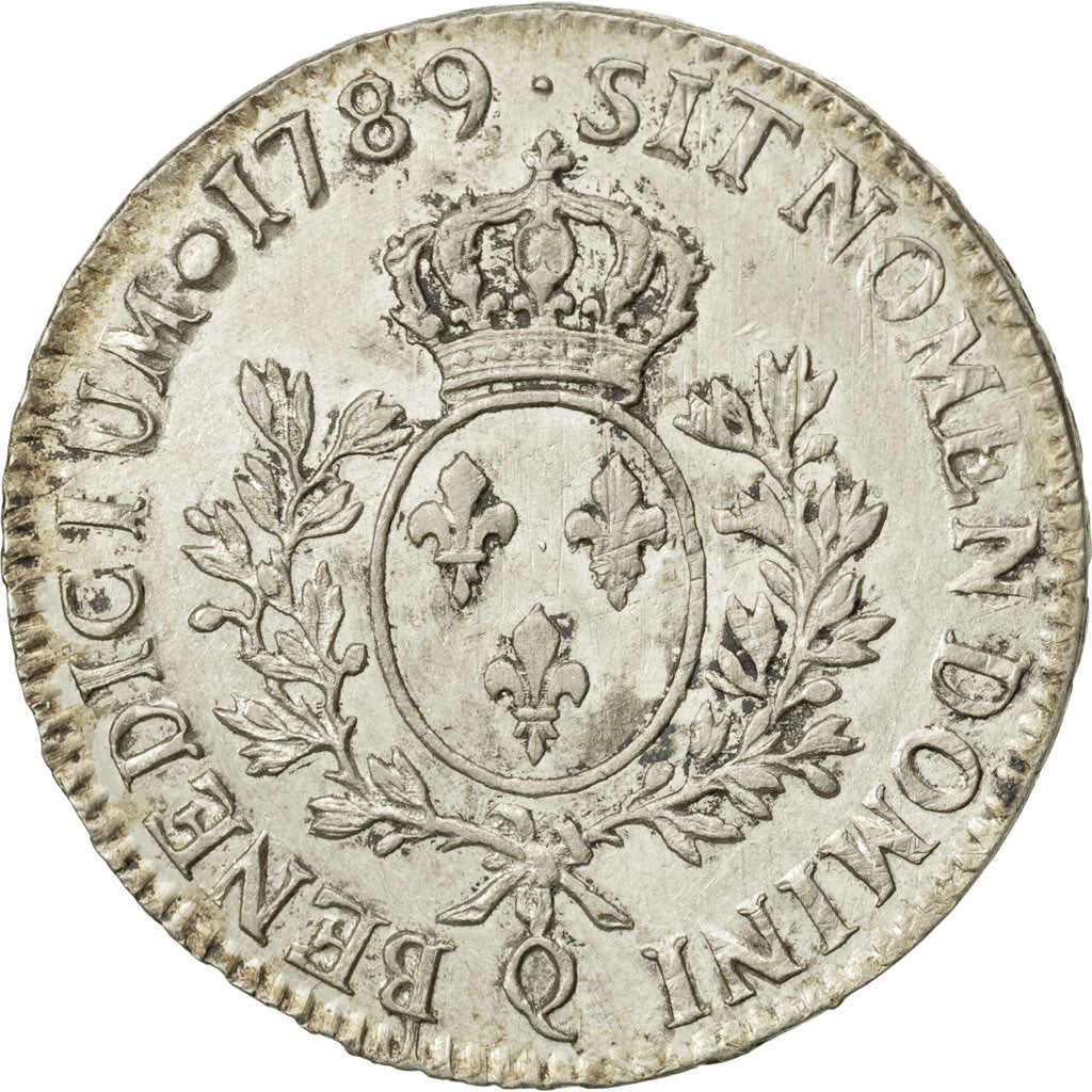 France, Louis XVI, Écu aux branches d'olivier, 1789, Perpignan, VF(30-35),KM:564